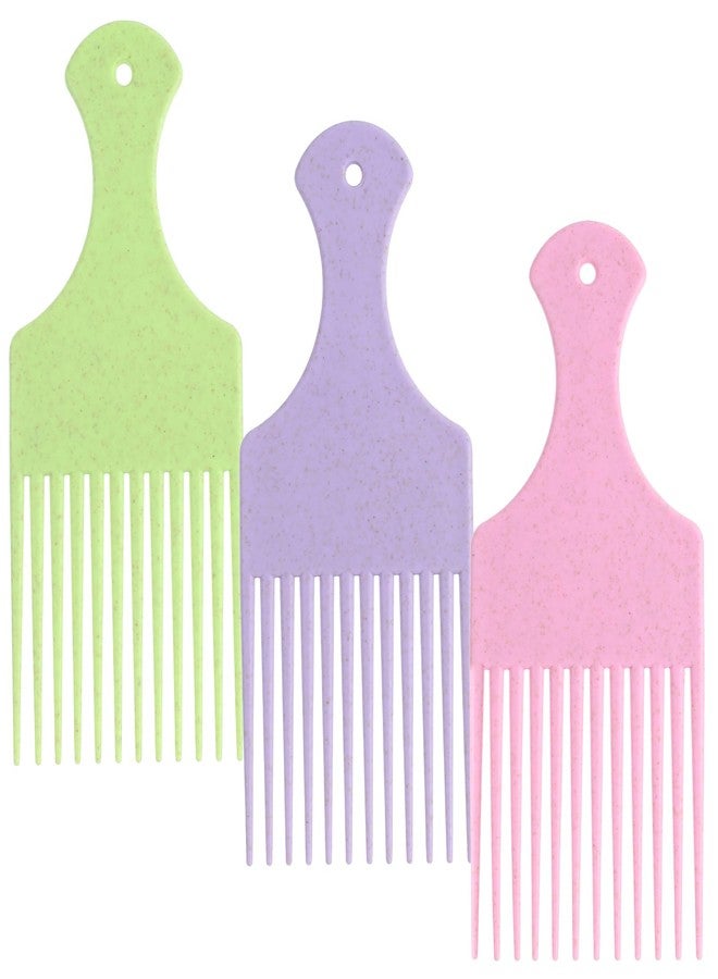 Zyghjort Hair Picks for Women, 3 Pcs Hair Pick Comb Plastic Wide Tooth Afro Picks for Women Curly Detangling Hairstyling Tools (Macaron Color) - Image 1